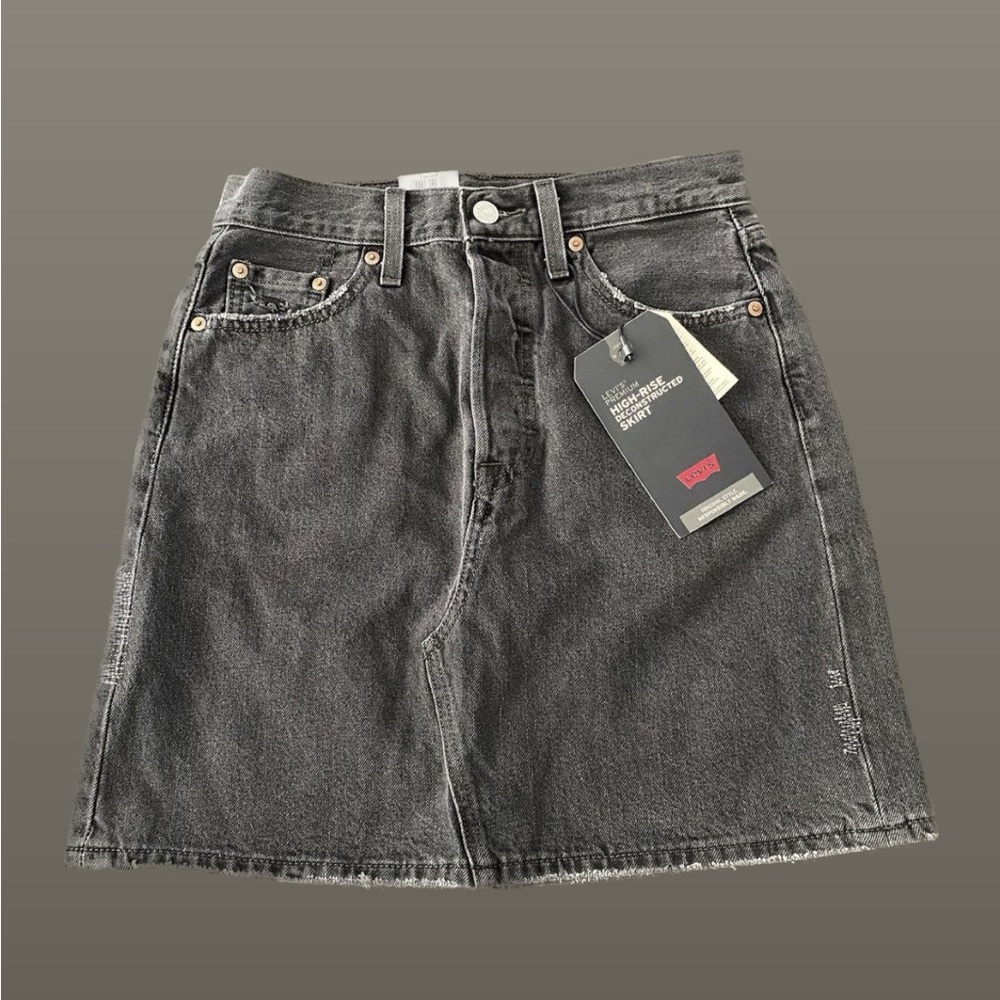 Levi’s Premium Deconstructed High Rise Black Denim Skirt, Women’s Size 25